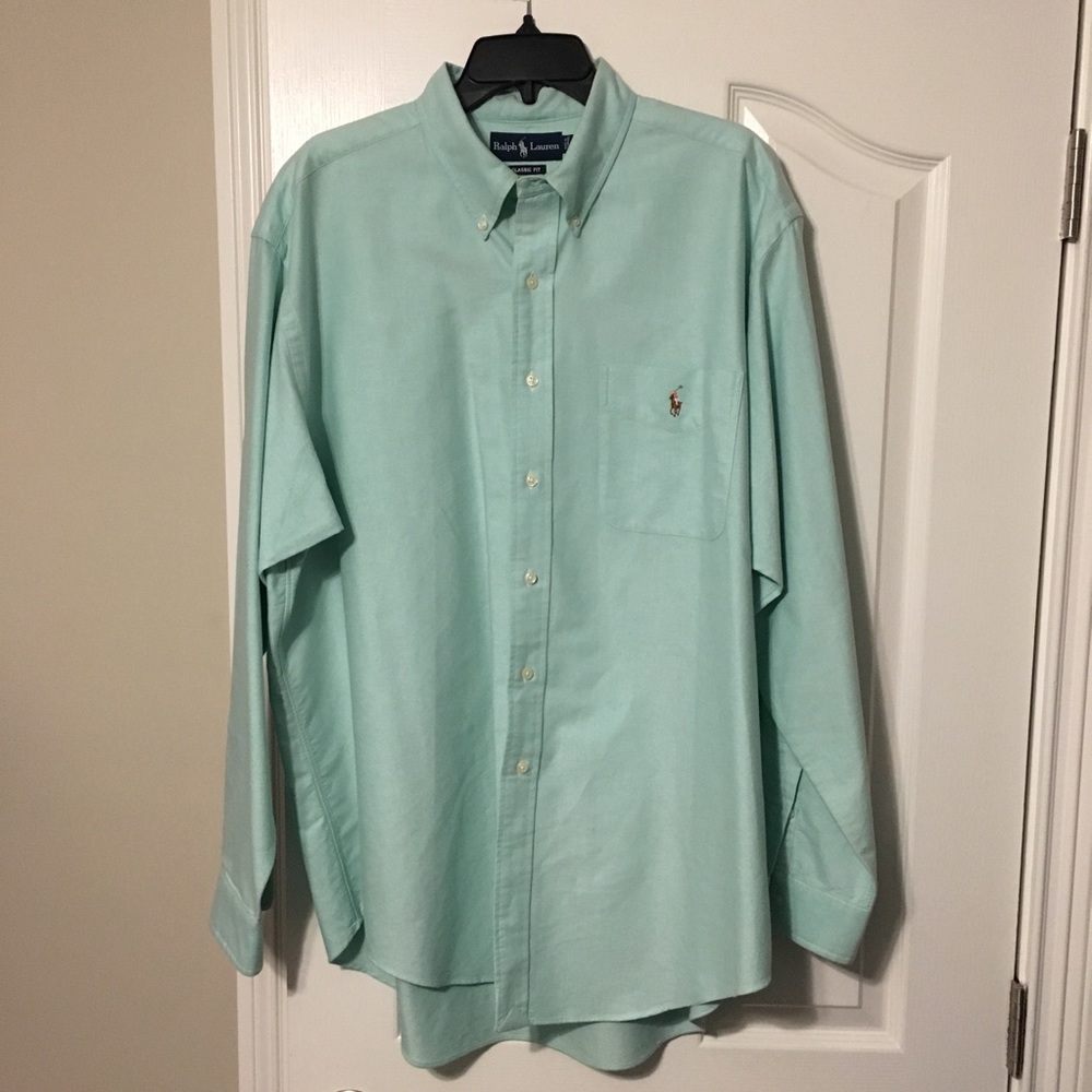 Aqua Polo Long Sleeve Button Up Size XL